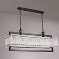 Selena Large Linear Pendant, 12 Light E27, Matt Black/Crystal Sand Glass Item Weight: 20.2kg additional 4