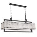Selena Large Linear Pendant, 12 Light E27, Matt Black/Crystal Sand Glass Item Weight: 20.2kg additional 8