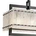 Selena Large Linear Pendant, 12 Light E27, Matt Black/Crystal Sand Glass Item Weight: 20.2kg additional 13