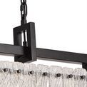 Selena Large Linear Pendant, 12 Light E27, Matt Black/Crystal Sand Glass Item Weight: 20.2kg additional 11