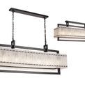 Selena Large Linear Pendant, 12 Light E27, Matt Black/Crystal Sand Glass Item Weight: 20.2kg additional 6