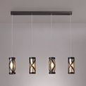 Naomi 4 Light Bar Linear Pendant E14, Oiled Bronze/Polished Chrome/Amber additional 1