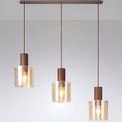 Brita Linear Pendant, 3 Light Adjustable E27, Mocha/Amber Glass additional 6