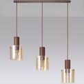 Brita Linear Pendant, 3 Light Adjustable E27, Mocha/Amber Glass additional 1