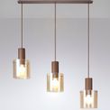 Brita Linear Pendant, 3 Light Adjustable E27, Mocha/Amber Glass additional 5