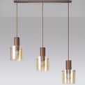 Brita Linear Pendant, 3 Light Adjustable E27, Mocha/Amber Glass additional 2