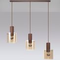Brita Linear Pendant, 3 Light Adjustable E27, Mocha/Amber Glass additional 4