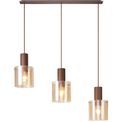 Brita Linear Pendant, 3 Light Adjustable E27, Mocha/Amber Glass additional 16