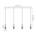 Angela Linear Suspension Kit, 4 x E27, Black Chrome/Matt Black additional 7