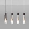 Brita Slim Linear Pendant, 4 Light Adjustable E27, Black/Smoke Fade Glass additional 4