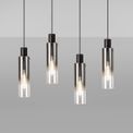 Brita Slim Linear Pendant, 4 Light Adjustable E27, Black/Smoke Fade Glass additional 1