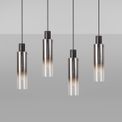Brita Slim Linear Pendant, 4 Light Adjustable E27, Black/Smoke Fade Glass additional 3