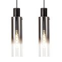 Brita Slim Linear Pendant, 4 Light Adjustable E27, Black/Smoke Fade Glass additional 10