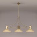 Lucinda 3 Light Linear Pendant E27 With 30cm Round Glass Shade, Antique Brass, Amber additional 1
