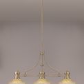 Lucinda 3 Light Linear Pendant E27 With 30cm Round Glass Shade, Antique Brass, Amber additional 4