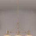 Lucinda 3 Light Linear Pendant E27 With 30cm Round Glass Shade, Antique Brass, Amber additional 3