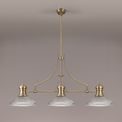 Lucinda 3 Light Linear Pendant E27 With 30cm Round Glass Shade, Antique Brass, Clear additional 2