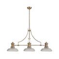 Lucinda 3 Light Linear Pendant E27 With 30cm Round Glass Shade, Antique Brass, Clear additional 5