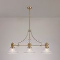 Lucinda 3 Light Linear Pendant E27 With 30cm Bell Glass Shade, Antique Brass, Clear additional 1
