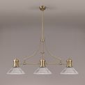 Lucinda 3 Light Linear Pendant E27 With 30cm Cone Glass Shade, Antique Brass, Clear additional 2