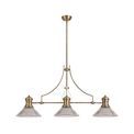 Lucinda 3 Light Linear Pendant E27 With 30cm Cone Glass Shade, Antique Brass, Clear additional 5