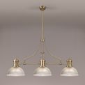 Lucinda 3 Light Linear Pendant E27 With 30cm Dome Glass Shade, Antique Brass, Clear additional 1