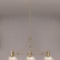 Lucinda 3 Light Linear Pendant E27 With 30cm Dome Glass Shade, Antique Brass, Clear additional 3