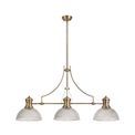 Lucinda 3 Light Linear Pendant E27 With 30cm Dome Glass Shade, Antique Brass, Clear additional 5