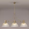 Lucinda, Antique Brass, 3 Light Clear Linear Pendant E27 With 38cm Dome Glass Shade additional 1