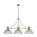 Lucinda, Antique Brass, 3 Light Clear Linear Pendant E27 With 38cm Dome Glass Shade additional 5