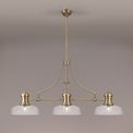 Lucinda 3 Light Linear Pendant E27 With 30cm Flat Round Glass Shade, Antique Brass, Clear additional 1