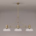 Lucinda 3 Light Linear Pendant E27 With 30cm Flat Round Glass Shade, Antique Brass, Clear additional 2