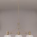 Lucinda 3 Light Linear Pendant E27 With 30cm Flat Round Glass Shade, Antique Brass, Clear additional 4