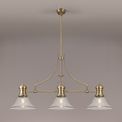 Lucinda 3 Light Linear Pendant E27 With 30cm Smooth Bell Glass Shade, Antique Brass, Clear additional 2
