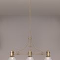 Lucinda 3 Light Linear Pendant E27 With 30cm Smooth Bell Glass Shade, Antique Brass, Clear additional 4