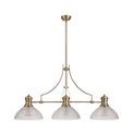 Lucinda 3 Light Linear Pendant E27 With 33.5cm Prismatic Glass Shade, Antique Brass, Clear additional 5