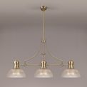 Lucinda 3 Light Antique Brass Linear Pendant With 30cm Prismatic Dome Glass Shade additional 1