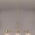 Lucinda 3 Light Antique Brass Linear Pendant With 30cm Prismatic Dome Glass Shade additional 3