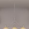 Lucinda 3 Light Linear Pendant E27 With 30cm Round Glass Shade, Polished Nickel, Amber additional 4