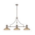 Lucinda 3 Light Linear Pendant E27 With 30cm Round Glass Shade, Polished Nickel, Amber additional 5