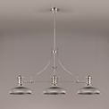 Lucinda 3 Light Linear Pendant E27 With 30cm Round Glass Shade, Polished Nickel, Smoked additional 1