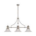 Lucinda 3 Light Linear Pendant E27 With 30cm Bell Glass Shade, Polished Nickel, Clear additional 5