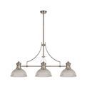 Lucinda 3 Light Linear Pendant E27 With 30cm Dome Glass Shade, Polished Nickel, Clear additional 5
