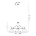 Lucinda 3 Light Linear Pendant E27 With 38cm Dome Glass Shade, Polished Nickel, Clear additional 6