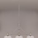 Lucinda 3 Light Linear Pendant E27 With 30cm Flat Round Glass Shade, Polished Nickel, Clear additional 4