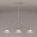 Lucinda 3 Light Linear Pendant E27 With 30cm Smooth Bell Glass Shade, Polished Nickel, Clear additional 1