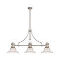 Lucinda 3 Light Linear Pendant E27 With 30cm Smooth Bell Glass Shade, Polished Nickel, Clear additional 5