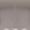 Lucinda 3 Light Linear Pendant E27 With 33.5cm Prismatic Glass Shade, Polished Nickel, Clear additional 4