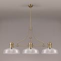 Lucinda Linear Antique Brass/Clear Glass Pendant Light, With 38cm Flat Round Shade (3 x E27) additional 2