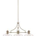 Lucinda Linear Antique Brass/Clear Glass Pendant Light, With 38cm Flat Round Shade (3 x E27) additional 6